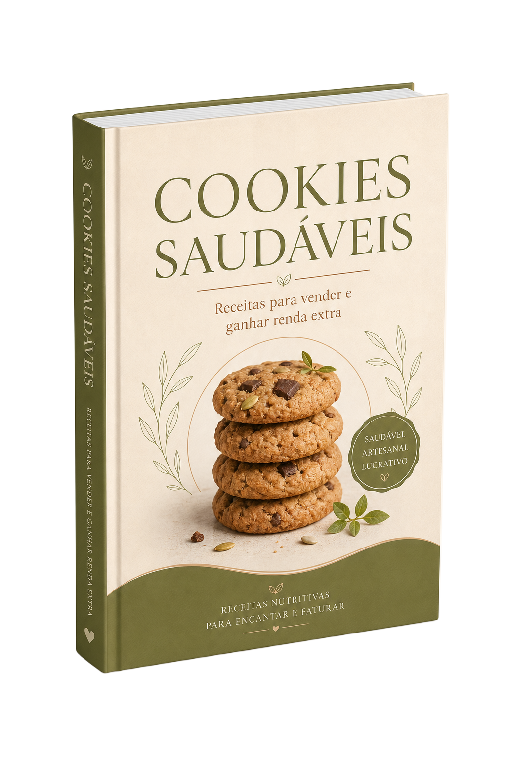 Mockup 3D do e-book Cookies Saudáveis